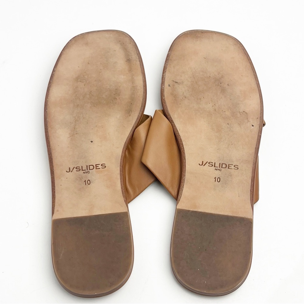 J/SLIDES Tan Leather Criss Cross Straps Slides, Size 10 - Picture 2 of 6